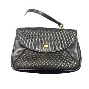 Auth Vtg Bally Small Brown Black Woven Quilted Lightweight Shoulder Bag